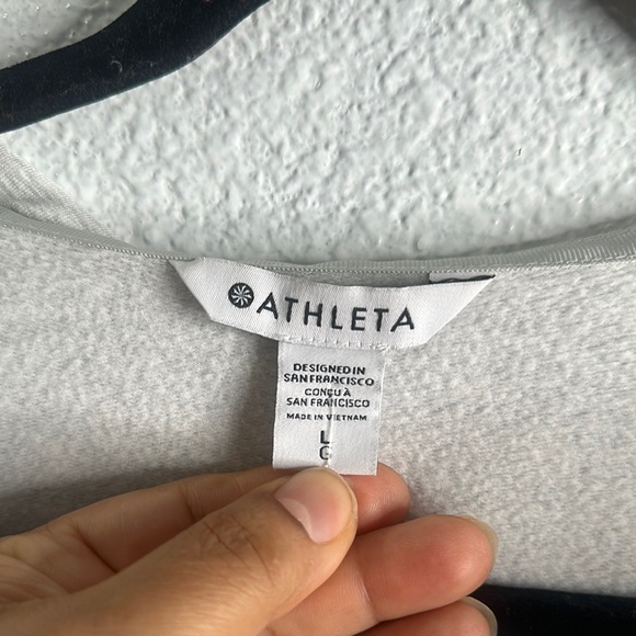Athleta purana Gray wrap  hooded sweatshirt size L active wear yoga over size - Picture 6 of 10